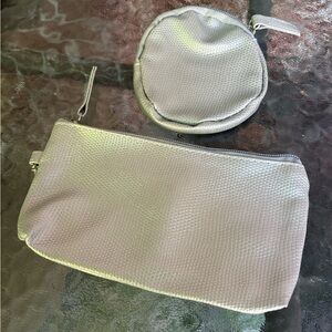 NWOT 2 small coin purses / makeup bags plastic silver